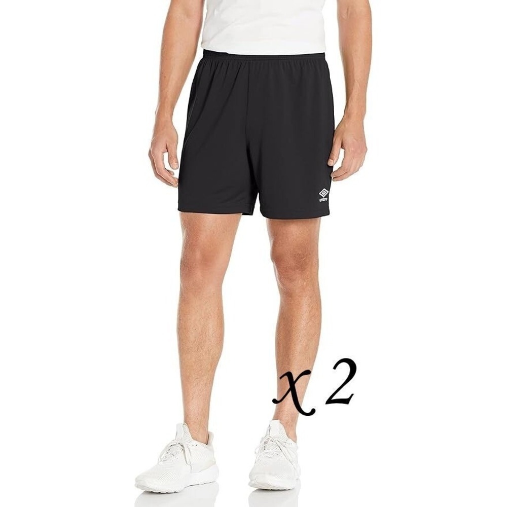 2 Pairs Umbro Adult 7" Inseam Field Shorts - Black - Size Small